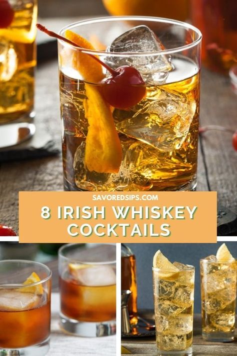 Drinks With Irish Whiskey, Jameson Whiskey Cocktails, Irish Peach Cocktail, Jameson Irish Whiskey Cocktails, Irish Whiskey Recipes, St Patricks Day Cocktails Whiskey, Irish Whisky Cocktails, Irish Alcoholic Drinks, Jameson Cocktails Easy