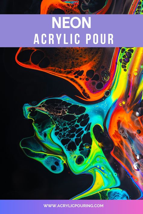 Neon Acrylic Painting, Flood Painting, Neon Art Painting, Pour Paintings, Neon Painting, Acrylic Pour Painting, Acrylic Pouring Art, Paint Pouring, Acrylic Painting Tutorials