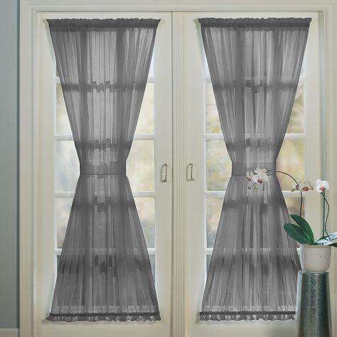 Customer Image Zoomed Patio Door Window Treatments, Door Panel Curtains, Door Window Treatments, Patio Door Curtains, French Door Curtains, Room Divider Doors, Tassel Curtains, Curtain Room, Sheer Curtain Panels