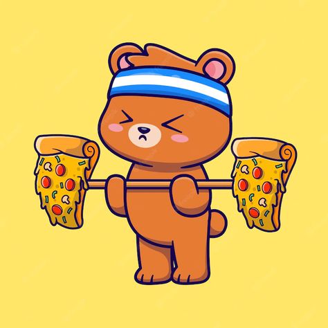 Premium Vector | Cute bear lifting pizza barbell cartoon vector icon illustration. animal food icon concept isolated Pizza Cartoon Illustrations, Blur Quotes, Pizza Bear, Pizza Cartoon, Sheep Cartoon, Rugs Design, Animal Food, Food Icon, Graphic Design Tutorials Learning