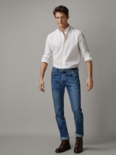 Denim Boots Outfit, Office Outfit Men, Mens Smart Casual Outfits, Jeans Outfit Men, Classy Outfits Men, Outfits Hombre, Mens Casual Dress Outfits, Men Stylish Dress, All Jeans