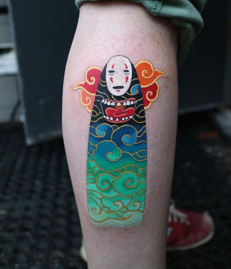 Pitta Kkm, No Face Tattoo, Tatuaje Studio Ghibli, Ghibli Tattoo, Korean Tattoos, Japanese Sleeve Tattoos, Tatuaje A Color, Time Tattoos, Up Tattoos