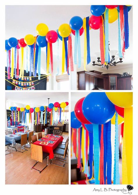 Balloon Streamers, Streamer Garland, Balloon Bunting, Sonic Birthday Parties, Ceiling Decorations, Superhero Theme Party, Hedgehog Birthday, Sonic Party, Sonic Birthday