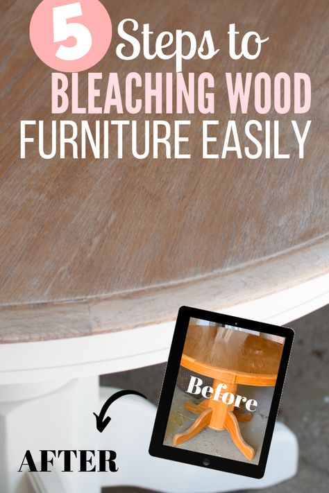 Do you love a bleached driftwood finish? If you have a piece of furniture you would like to bleach. This easy 5 step tutorial will show you that it is truly simple and fun to bleach furniture. I was intimidated by it for a long time. But once I finished this table I was empowered to do more! It is simple and just uses household bleach. If you have been wanting to try to bleach furniture than follow this easy diy tutorial on bleaching furniture.  It will work with most types of furniture. Bleach Furniture, Bleach Wood Furniture, Bleaching Furniture, Wood Bleach, Bleach Wood, Upcycled Furniture Before And After, Repurposed Dresser, Transforming Furniture, Driftwood Finish