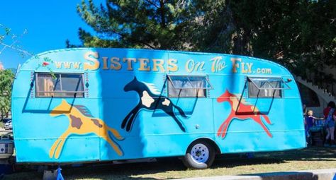 Sisters On The Fly, Camper Design, Paint Themes, 4 Sisters, Retro Camping, Horse Camp, Cool Campers, Vintage Travel Trailers, The Sisters