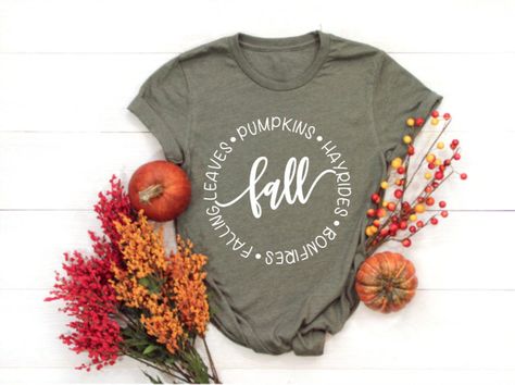 Excited to share this item from my #etsy shop: Bonfires Falling Leaves Hayrides Fall Shirt, Cute Fall Shirts, Fall T-Shirts for Women, Fall List, Women's Graphic Tees, Autumn Tee Shirts Fall Shirt Svg, Its Fall Yall, Fall Words, Autumn Svg, Fall Football, Its Fall, Fall Yall, Pumpkin Svg, Fall Svg