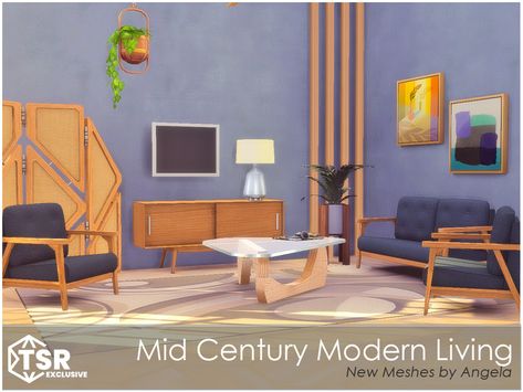 Mid Century Sims 4, Sims 4 Mid Century Modern, Dining Painting, Outdoor Vases, Bedroom Inspirations Minimalist, Shabby Chic Table, Mid Century Modern Bedroom, Mid Century Modern Living, Chic Table