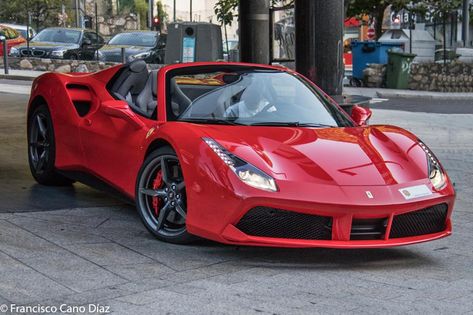 Ferrari 488 Spider. Version rouge avec 670 CH Ferrari Rouge, Ferrari 488 Spider, Ferrari Spider, 488 Spider, Ferrari 488 Gtb, Red Ferrari, Ferrari Poster, Ferrari F12, Ferrari 488