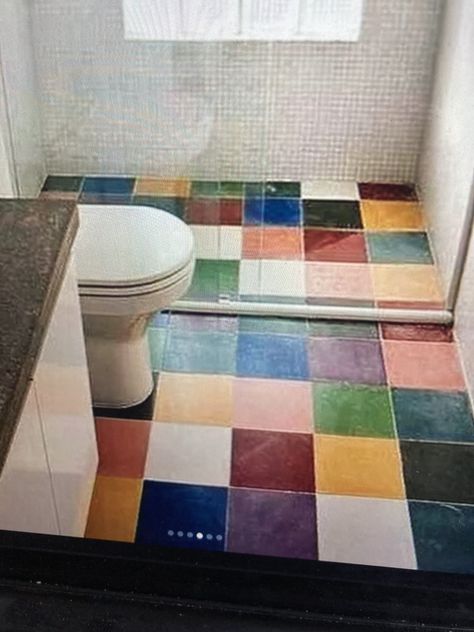 Rainbow Tile Bathroom, Square Tile Bathroom, Colourful Bathroom, Rainbow Tile, Colourful Tile, Project Board, Bathroom Tiles, Square Tile, Bathroom Floor Tiles