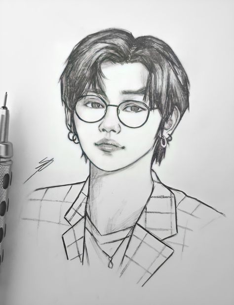 Kpop Drawings Txt, Txt Yeonjun Drawing, Txt Drawings Easy, Kpop Idols Sketch, Yeonjun Sketch, Kpop Idol Drawing, Kpop Fanart Sketch, Yeonjun Drawing, Txt Drawings