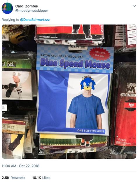 This "Blue Speed Mouse" costume: 21 Unintentionally Hilarious Knock-Off Halloween Costumes That Are Just MAYBE Better Than The Real Thing Costume Meme, Epic Fortnite, Joke Funny, Video Game Characters, Edgy Memes, Costume Halloween, Game Character, Dankest Memes, Funny Images