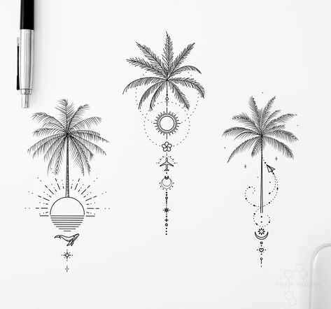 Palm Tree Tattoo Design, Aloha Tattoo, Paper Plane Tattoo, Tattoo Beach, Beach Tattoos, Wörter Tattoos, Tattoo Sun, Plane Tattoo, Hawaii Tattoos