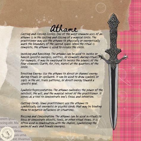 What is an Athame? #ritualtools #witchcraft #ritualknife #casting #witchcraft #altar #altartools #wicca #witchvibes #witchythings Closing Circle, Magical Circle, Witch Tools, Witchcraft Altar, Grimoire Book, Magic Spell Book, Ritual Tools, The Ritual, Bramble