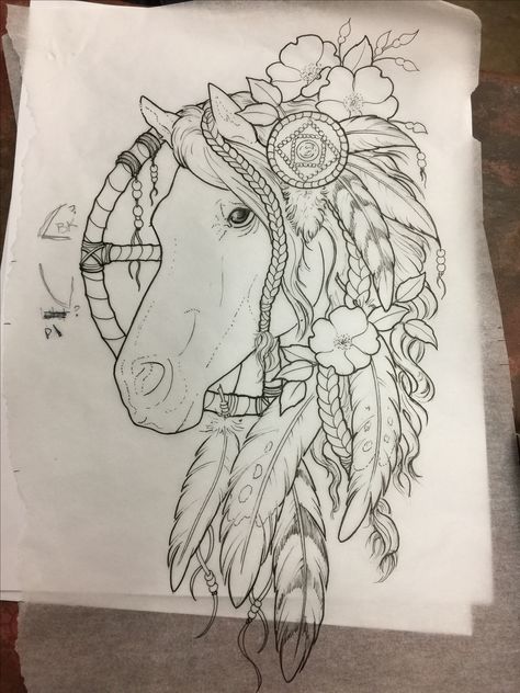 Horse Western Tattoo, Colin Tattoo, Native American Horse Tattoo, Equine Art Pencil Drawings, Burning Hats, Pretty Sketches, Mustang Tattoo, Horse Sketches, Hairstylist Tattoos