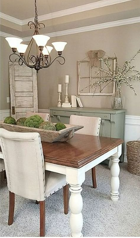 Farmhouse Style Dining Room, Farm House Dining Room, French Country Dining Room, Dining Room Paint Colors, Farmhouse Dining Rooms Decor, Modern Farmhouse Dining Room, Rustic Farmhouse Living Room, Dining Room Centerpiece, Dining Room Table Centerpieces