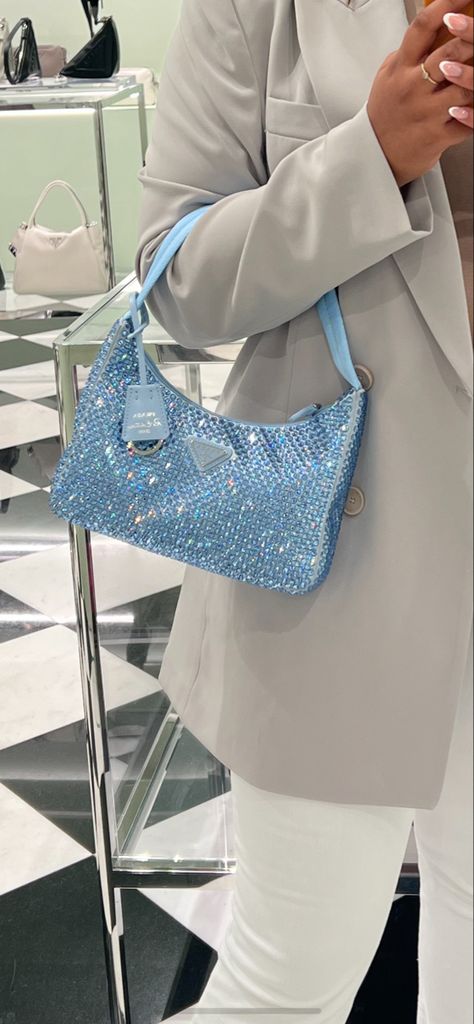 Prada Bag Aesthetic, Prada Bag Outfit, Prada Re Edition 2000, Sparkly Bag, Bag Jeans, Glitter Bag, Crystal Bags, Girly Bags, Swag Outfits For Girls