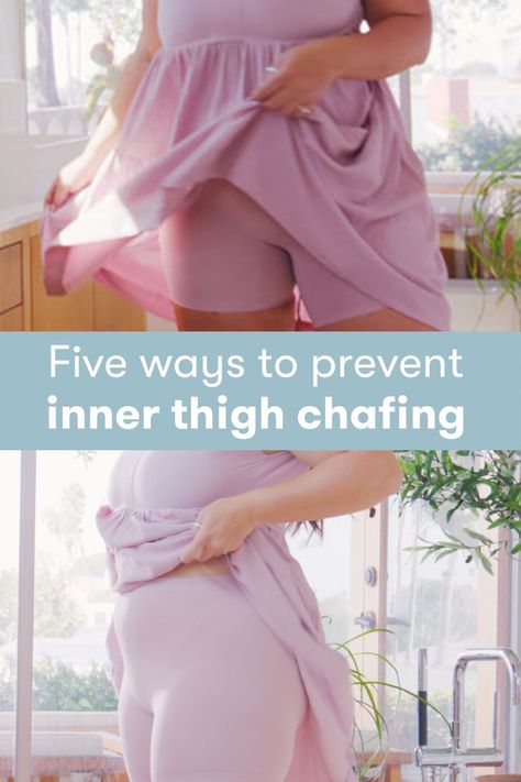 Summer is here, and for too many of us that means chub rub. We’ve put together a list of five ways to prevent inner thigh chafing, including our favorite—Thigh Society anti-chafing shorts. #buttsweat #sweathack #chafinghack #slipshorts #thighrub Anti Chafing Diy, Thigh Rubbing Remedy, Thigh Chafing Hacks, Inner Thigh Rash, Thigh Chaffing, Inner Thigh Chafing, Thigh Rub, Thigh Chafing, Chub Rub