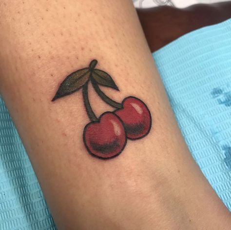 Cherry Bomb Tattoo, 8 Ball Tattoo, Easy Tattoos To Draw, Grace Tattoos, Fruit Tattoo, Traditional Tattoo Inspiration, Ball Tattoo, Cherry Tattoos, Anklet Tattoos