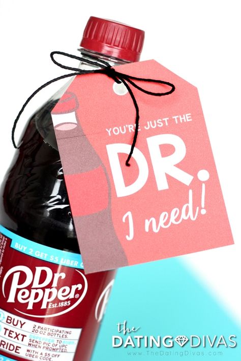 Dr. Pepper Gift Tag Dr Pepper Gift Ideas, Secret Pal, Holiday Favors, Free Printable Gifts, Free Printable Gift Tags, Presents For Boyfriend, First Anniversary Gifts, Unique Gifts For Men, Personalized Gifts For Dad