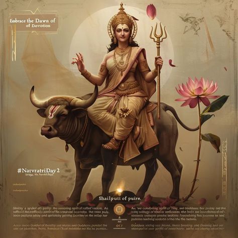 🌼✨ Step Into the Divine Calm: Celebrate Navratri Day 2 with Goddess Shailputri ✨🌼 April 10th, 2024, marks the day we embrace the tranquil strength of Goddess Shailputri, the embodiment of Mother Earth's unwavering serenity and nurturing might. 🌱🕊️ In today's hustle, finding stillness can be a challenge. Goddess Shailputri's grounding energy reminds us of the quiet power within us all. 🌄 📸 Gaze upon the serene depiction of Shailputri. Let her image be your sanctuary of peace in the everyday... Navratri Shailputri, Goddess Shailputri, Festival Post, Navratri Wishes, Grounding Energy, Real Estate Ads, Goddess Artwork, Ads Creative, The Quiet