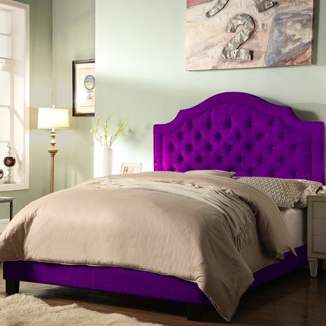 Purple Bed Frame, Purple Headboard, Fabric Upholstered Bed, Queen Sized Bedroom, Fabric Bed Frame, Purple Bedrooms, Purple Bedding, Queen Panel Beds, Upholstered Panel Bed