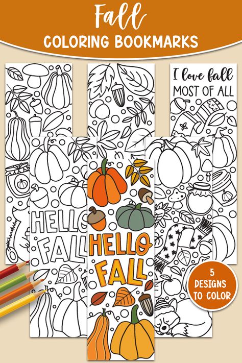 Enjoy a cozy fall afternoon coloring in these free printable fall bookmarks. Make them your own and then snuggle up with a good book. Coloring Bookmarks Free, Fall Bookmarks, Bookmarks To Color, Diy Crafts For School, Free Fall Printables, Free Printable Bookmarks, Preschool Crafts Fall, Fall Afternoon, Coloring Bookmarks