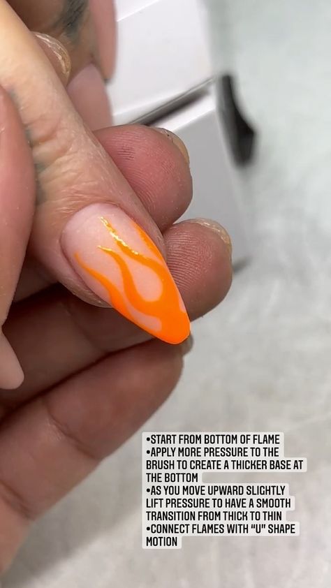 Orange Flame Nails, Orange Square, Nail Colours, Orange Nails, Nail Pro, Line Design, Pretty Nails, Nail Colors, Nail Designs