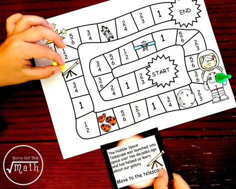 Grab Free Adding Fractions Activity With A Fun Space Theme Adding Fractions Activities, Adding Fractions Game, Fractions Activity, Easy Math Games, Division Math Games, Fraction Games, Adding Fractions, Teaching Multiplication, Fraction Activities