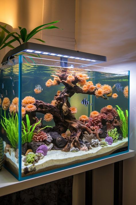 14 Aquarium Decor Ideas to Transform Your Freshwater Aquarium Unique Fish Tanks, Driftwood Tree, Aquatic Art, Reef Tank, Aquarium Decor, Aquarium Decorations, Fish Tank Decorations, Freshwater Aquarium, Tropical Paradise