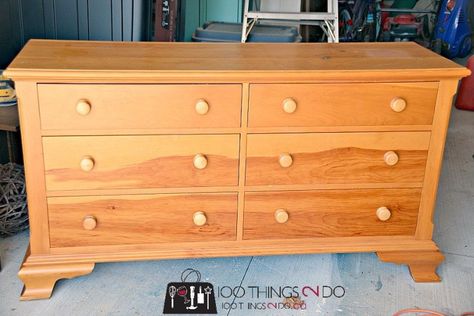 Dresser Makeover - Naughty Knotty Pine Pine Furniture Makeover, Credenza Makeover, Chest Of Drawers Makeover, Pine Bedroom, Pine Bedroom Furniture, Armoire Makeover, Pine Wardrobe, Furniture Dresser, Colorful Dresser