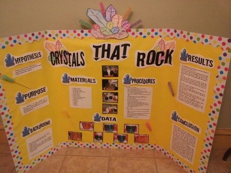 Rock Candy Science Fair Project Board, Science Fair Projects Crystals, Rock Candy Science Fair Project, Rock Science Fair Project, Growing Crystals Science Project, Rock Candy Experiment, Science Project Board, Kids Science Fair Projects, Science Fair Board