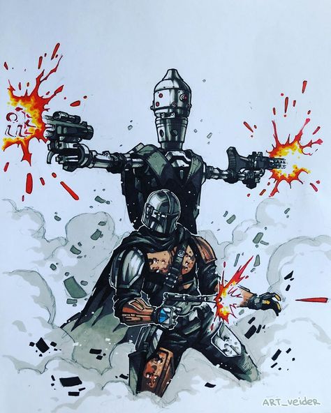 Artemii Myasnikov’s Instagram photo: “Mandalorian and IG-11. A tribute to Mandalorian series #disney #art #artist #artwork #art_veider #art🎨 #arts #arte #artoftheday…” Star Wars Projects, Ig 11, Tufting Rug, Star Wars Background, Bounty Hunters, Star Wars Drawings, Star Wars Comics, Rug Ideas, Star Wars Wallpaper