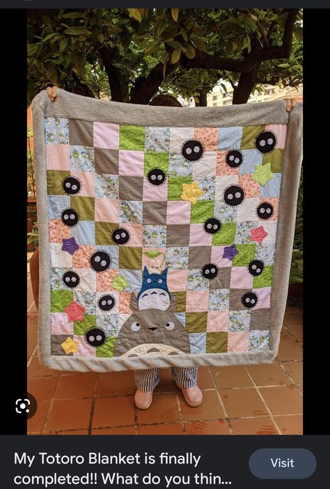 Totoro Baby Blanket, Totoro Quilt, Pokemon Quilts, Studio Ghibli Quilt, Ghibli Baby, Nerdy Quilts, Ghibli Baby Shower Ideas, Studio Ghibli Baby Room, Ghibli Nursery