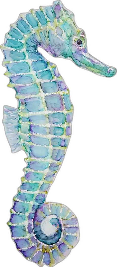 Sea Creature Clay, Paintings Of Sea, Seahorse Painting, Ocean Themed Nursery, Seahorse Art, Sea Horses, Watercolor Ocean, Watercolour Inspiration, Pouring Painting