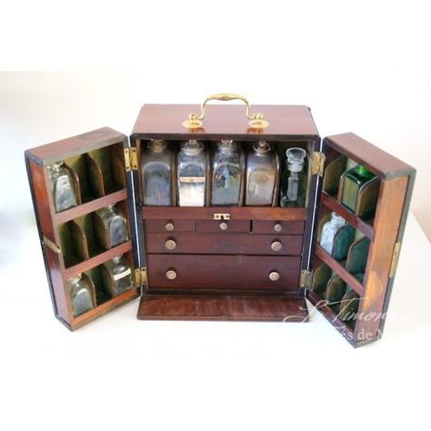 Victorian Apothecary, Medical Antiques, Hidden Games, Nautical Furniture, Travel Bar, Mahogany Desk, Medicine Chest, Campaign Furniture, Goth Home