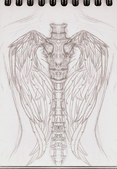 Wing Skeleton, Angel Wings Tattoo On Back, Tattoos On Back, Wing Tattoos On Back, Female Tattoos, Funky Tattoos, Bone Tattoos, Skeleton Tattoos, Tattoo Style Drawings