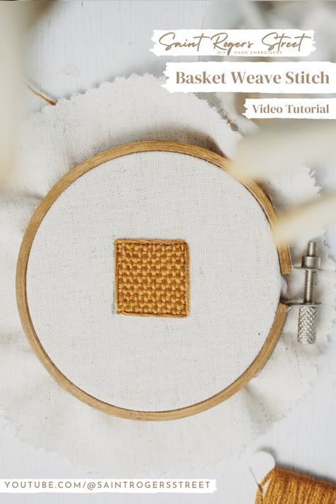 Embroidery Basket Stitch, Basket Weave Stitch, Diy Embroidery Projects, Diy Instagram, Basketweave Stitch, Boho Embroidery, Embroidery Stitch, Stitch Tutorial, Hand Embroidery Tutorial