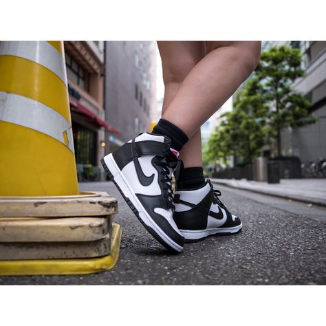 nike dunk high black and white panda Jordan Panda, High Socks Outfits, Dunks Outfit, Gym Photos, Air Shoes, Black White Outfit, Nike High, Sock Outfits, Nike Air Shoes