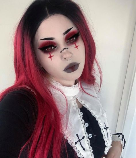 Black Goth Makeup, Faerie Goth, Character Hair, Fall Winter Hair Color, Character Makeup, Red Makeup, Lots Of Makeup, Make Up Inspo, Makeup Eye Looks