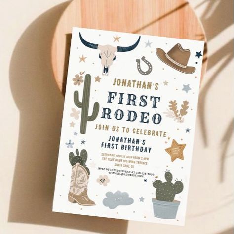 $2.06 | Cowboy Wild Western First Rodeo First Birthday 1st - first rodeo, first birthday, cowboy, wild, western, first, rodeo, birthday, saddle, howdy Rodeo First Birthday, First Rodeo Birthday, Birthday 1st, Rodeo Party, Rodeo Birthday, First Rodeo, 1st Birthday Invitations, Free Birthday Invitations, Kids Nursery Decor