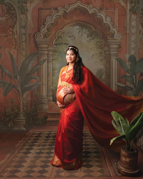 Wrapped in saree and adorned with timeless jewels, every moment whispers a tale of elegance and love. Because every bump deserves a royal portrait, a memory to cherish forever. Royal Maternity Photoshoot, Royal Pregnancy, Mommy Photos, Chose Outfit, Frisco Texas, Royal Look, Maternity Gowns, Maternity Portraits, Newborn Baby Photography