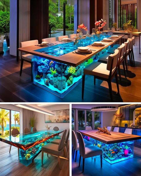 Terrarium Furniture, Aquarium Table, Aquarium Coffee Table, Coffee Table Designs, Luxury Living Room Inspiration, Beautiful Furniture Pieces, Fish Tank Design, Moving Apartment, Industrial Coffee