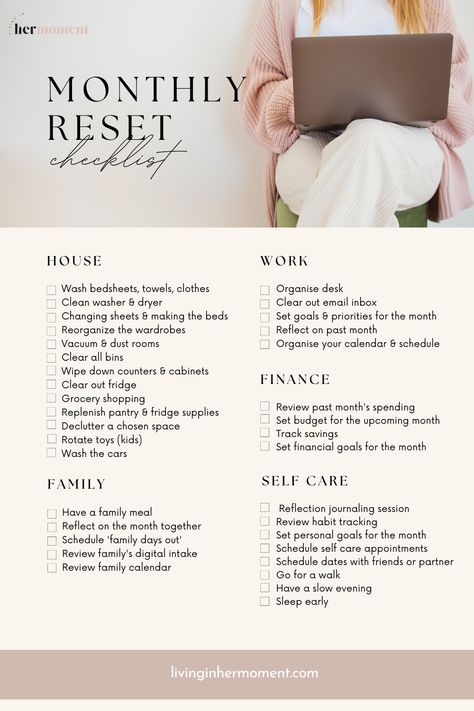 Monthly Reset Checklist Monthly Planner July Reset Routine, Starting A New Routine, New Month Routine, Spring Reset Routine, Reset Your Life Checklist, Daily Reset Routine, Summer Reset Routine, How To Create Routine, Getting Your Life Together Checklist 2023