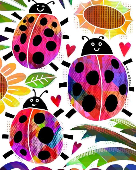 Love Bug Illustration, Happy Illustration Art, Camping Vbs, Ladybug Illustration, Gareth Lucas, Happy Illustration, Ladybug Art, Ladybug Birthday, Bug Art