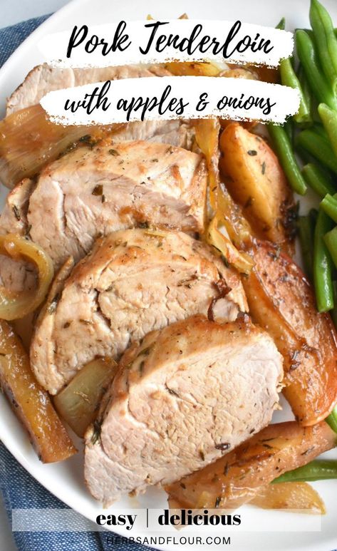 Recipe For Pork Roast, Pork Tenderloin With Apples, Pork Loin Recipes Oven, Recipe With Apples, Apples And Onions, Pork Roast Recipe, Apple Pork Tenderloin, Baked Pork Tenderloin, Recipe For Pork