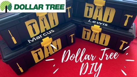 Fathers Day Dollar Tree Diy, Cricut Fathers Day Gifts To Sell, Dollar Tree Fathers Day Crafts, Dollar Tree Tool Box Ideas, Father’s Day Cricut Ideas, Father’s Day Gift Ideas With Cricut, Daddys Tool Box, Daddy Tool Box Baby New Dads, Tool Box Gift