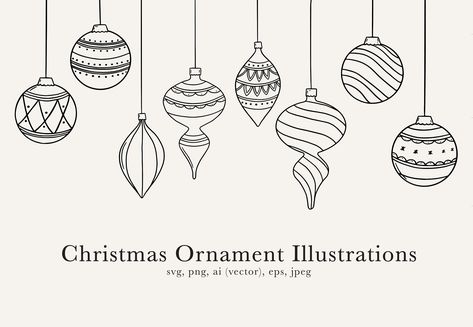 Christmas Angel Drawing Easy, Ornament Drawing Easy, Christmas Ornament Doodle, Hand Drawn Christmas Ornaments, Drawing Christmas Ornaments, How To Draw An Ornament, How To Draw Christmas Ornaments, Christmas Ornament Outline, Christmas Illustration Drawing