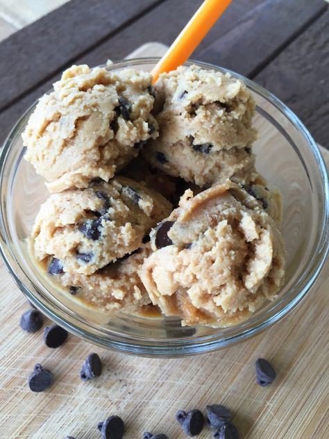 Peanut Butter Chocolate Chip Cookie Dough {THM-S, Gluten Free, Sugar Free, Dairy Free, Low Carb} | My Montana Kitchen Pb2 Cookies, Peanut Butter Powder Recipes, Trim Healthy Mama Dessert, Cookie Dough To Eat, Dairy Free Low Carb, Raw Cookie Dough, Peanut Butter Cookie Dough, Postre Keto, Thm Desserts