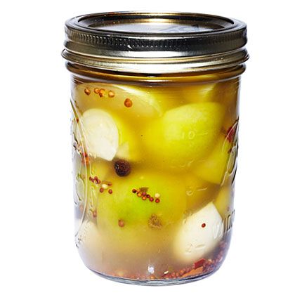 Quick Pickled Tomatillos Pickled Tomatillos, Pickled Things, Pickled Okra, Vegan Party Food, Quick Pickled, Vegan Party, Pickling Spice, Brown Mustard, Mustard Seeds