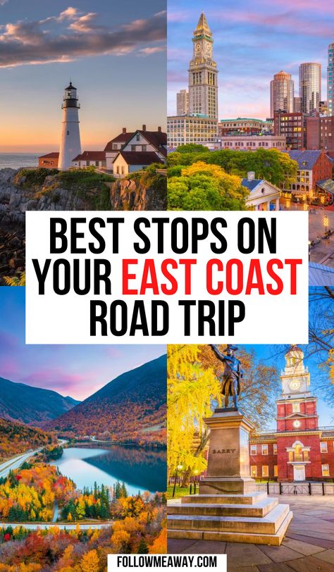 Best East Coast Road Trip Stops | how to plan the best east coast road trip | tips and tricks for traveling on the east coast | bucket list locations for USA road trips | east coast bucket list guide #eastcoastroadtrip #traveltips Usa Road Trips, Usa Vacations, Usa Road Trip, East Coast Usa, Road Trip Map, Road Trip Places, East Coast Travel, East Coast Road Trip, Trip Destinations